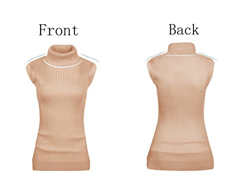 Image of v28 Women Sleeveless High Neck Turtleneck Stretchable Knit Sweater Top