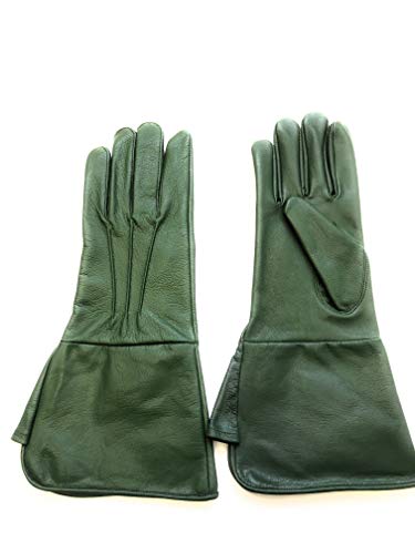 MEN'S MEDIEVAL RENAISSANCE COSTUME COSPLAY SWORDSMAN STEAMPUNK UNLINED LEATHER GLOVES GAUNTLETS (LARGE, GREEN)