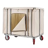 Carrito de lavandería robusto e impermeable con ruedas, portátil con marco de acero inoxidable, ideal para el hogar y el hotel, solución de almacenamiento duradera
