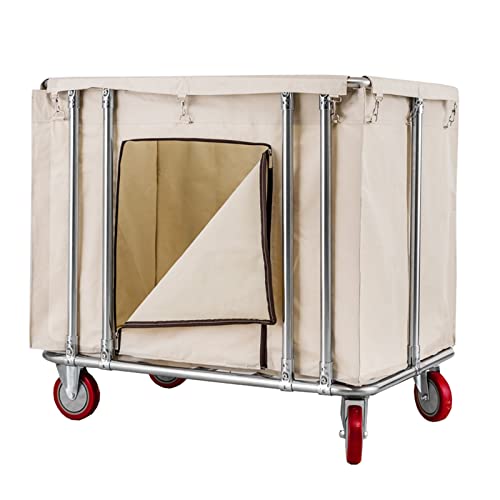 Carrito de lavandería impermeable con cesta Oxford lavable y chasis de acero inoxidable