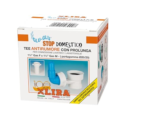 LIRA SPA A.8550.01 Tee Geräuschunterdrückung zum Anschluss an den Siphon, Abfluss für Spülmaschine/Waschmaschine, Weiß