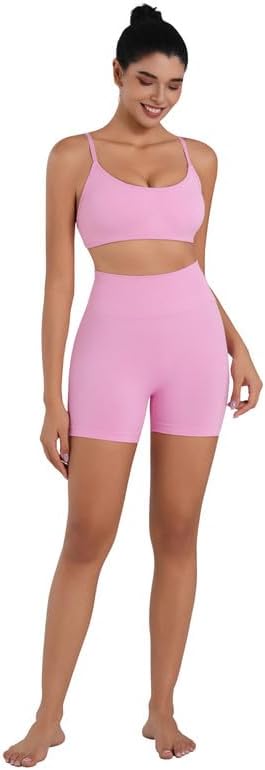 Sunzel Women's Open Back Sports Bra Adjustable Spaghetti Strap Seamless Low Impact Workout Gym Yoga Bra with Removable Pads - Image 5