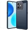 Funda para Honor X8d + Protector de pantalla de vidrio templado, carcasa de fibra de carbono azul, funda de silicona TPU suave para Honor X8d (6.77") 2