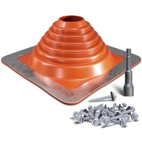 VIVIDA #4 Metal Roof Vent Flashing, Silicone Roof Vent Boot, Red, 1-Pack