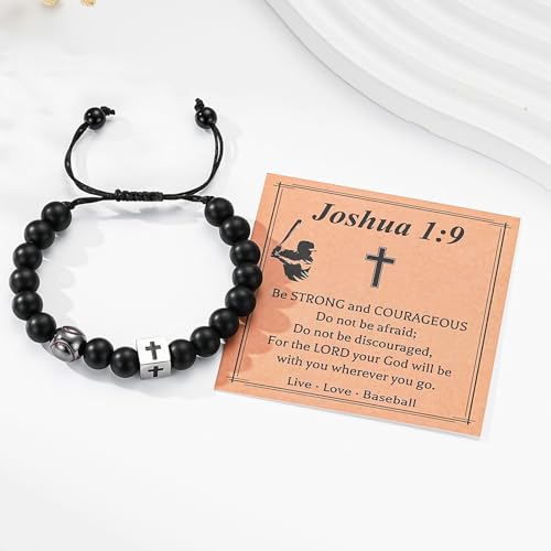 Esrial Baseball Bracelet for Boys,Cross Beaded Bracelet Gifts for Men Boys Teen Son Grandson Players Team Fan Brother Nephew,Baseball Accessories Birthday Christmas Gift(Baseball,Black) by Esrial - Image 4