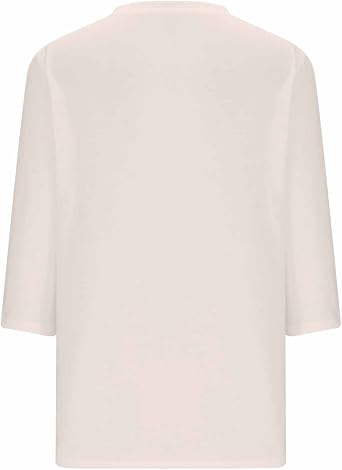 3/4 Sleeve Shirts for Women V Neck Blouses Dressy Casual Tunic Tops Solid Color Soft Cotton Tshirts Fall Tops 2024