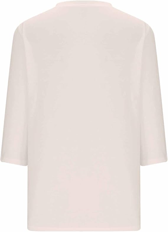 3/4 Sleeve Shirts for Women V Neck Blouses Dressy Casual Tunic Tops Solid Color Soft Cotton Tshirts Fall Tops 2024