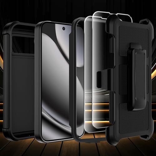 for Google Pixel 10 Pro XL Case with Belt Clip Holster,Military Grade Anti-Drop Shockproof Defender Phone Cases 2X Screen Protectors,2 Layers Rugged Heavy Duty Protective Bumper Cover (Black) by Wedall - Used condition - Image 5