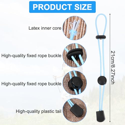 Tucnoeu 12 Pcs Backpack Hiking Stick Holders, Adjustable Elastic Rope Fasteners, Cord Ropes Lanyard Fixing Buckle for Ski Walking Outdoor Mountaineering Outdoors