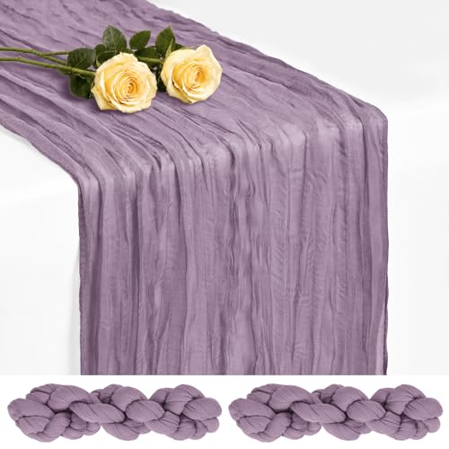 Showgeous 2 Pack Purple Cheesecloth Table Runner, 17 x 108 Inches