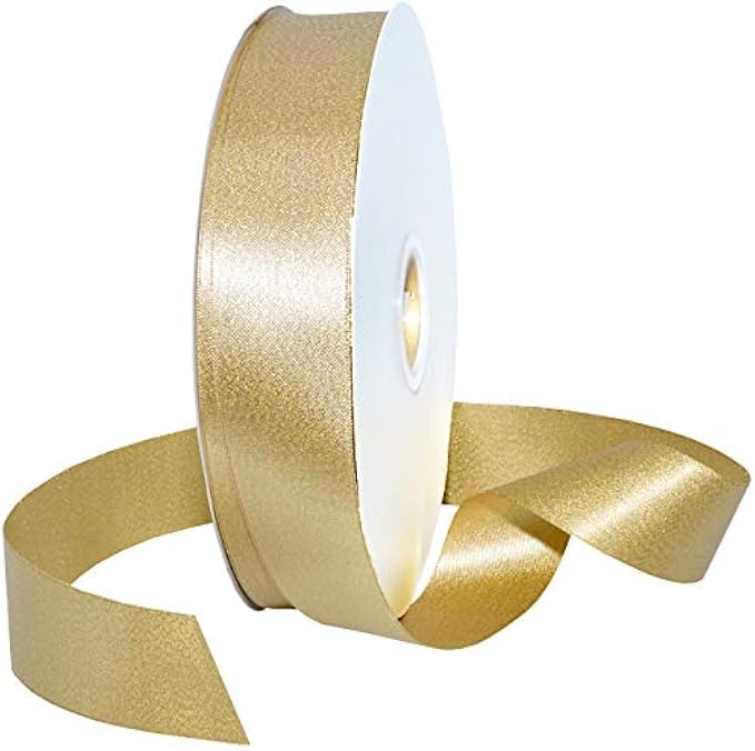 Morex Glitter Pearl Satin Gold Ribbon, Satin, 1.5 inch by 100 Yards, Cream