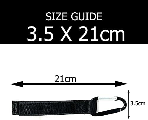Pack of 2 Universal Large Buggy Clips Pram Pushchair Stroller Clips - Organizer for Hanging Purses, Shopping Bags, Clip Fits Single, Car Seats (Black - Buggy Clip with Strap)