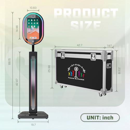 Image of MWE Magic Mirror Photo Booth Touch Screen with 1200W Pixel 4K HD Camera,RGB Surround Light Music Sync,Mirror Video Booth with Software APP Remote Control,No Printer (Black, 15.6in)