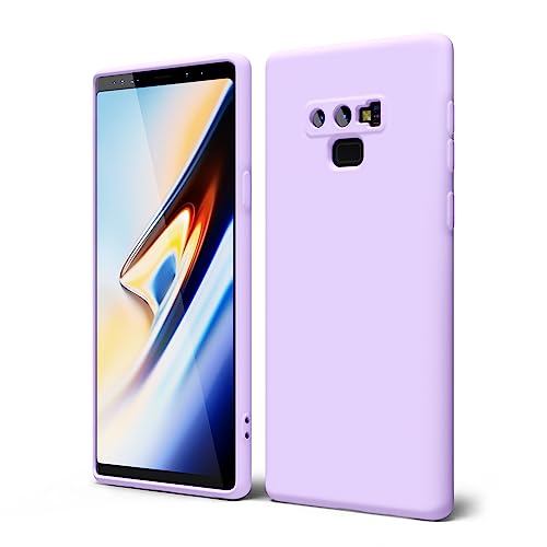 oakxco for Samsung Galaxy Note 9 Phone Case Liquid Silicone, Cute Thin Slim Soft Rubber TPU Plain Smooth Gel Cover for Women Girl, Matte Solid Protective & Shockproof,Lilac Lavender Light Purple