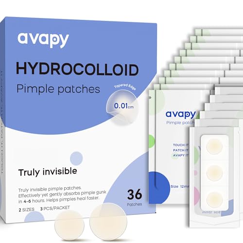 AVAPY Pimple Patches For Face, Invisible Hydrocolloid Acne Patches-Zits & Blemish, Covering Zits & Blemishes in Face and Skin, Control Oil, Pimple Patch with Salicylic Acid (36 Count)