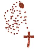 kunstguss diele HERZSTÜCK: Herz-Maria Motivationsgeschenke Rosenkranz Kugel-Perle Kreuz Kunstguss Caramel Braun schlicht 42 cm Kordel weiß
