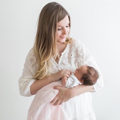 Image of Amazing Baby Muslin Swaddle Blankets for Baby Girls, Newborn Receiving Blanket, 100% Cotton Baby Swaddle Wrap, Set of 3, XLarge 46x46 inches, Watercolor Bliss, Pink