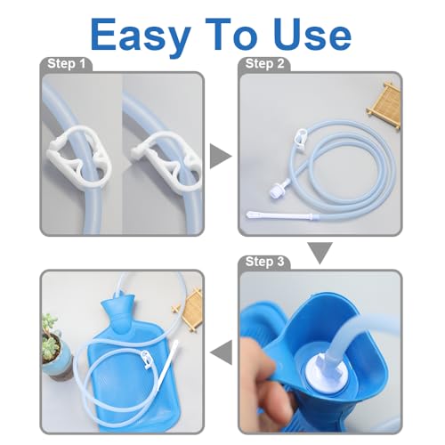 AOVETKER Enema Bag Kit for Women & Men, Colon Cleanse Enema Bag 2L with 4 Tips & Flow Control Clamp, 5ft Hose, Hook, Storage Bag