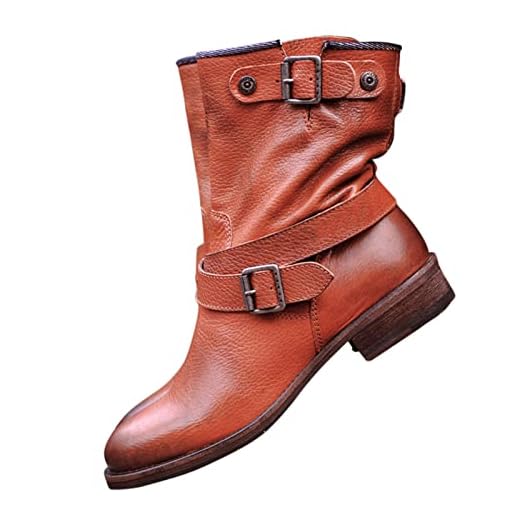 Susenstone 2022 Bottes Chelsea Femmes Sans Lacet Cowboy Botte Bottine Hiver éQuitation Bottes Militaires ImperméAble Confortable En Plein Air Chaussures D'Hiver Confort Bottines