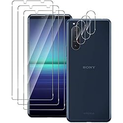 QULLOO para Sony Xperia 5 II Protector de Pantalla + Protector de Lente de cámara, [ 3 Piezas + 3 Piezas ] 9H Dureza Vidrio Templado Sin Burbujas Film Cristal Templado