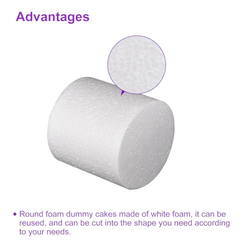 Faux gâteaux en mousse blanche de 10 cm DMiotech pour réussir vos structures de gâteaux d'anniversaire - 5