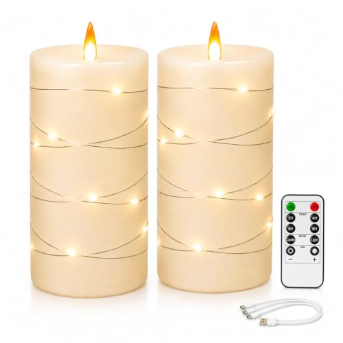 Velas sin llama que no manchan ni queman juego de 2 velas LED recargables con mando a distancia