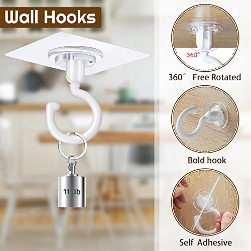 9 Pieces Adhesive Ceiling Hooks White Under Cabinet Hooks Plastic Heavy Duty Adhesive Hooks Utility Hooks for Ceiling Hanging Sticky Ceiling Hooks for Kitchen Bathroom Bedroom Wall Hooks Holder