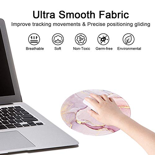 Mouse Pad,Anti Slip Rubber Round Mousepads Desktop Notebook Mouse Mat With Stitched Edge For Working And Gaming (Marble Pretty Pink) #TOP5