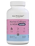 Zen Principle Marine Collagen Peptides Powder with OptiMSM® Supplement. Clinically Tested for Skin Support. Wild-Caught Fish, Non-GMO. 210 Capsules.