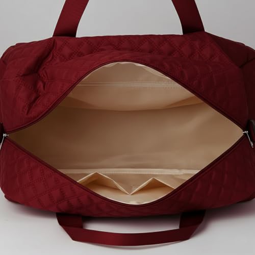 Image of WILDHORN 37 litres Nylon Travel Duffle Bag for Men & Women | 49 cm Weekender Gym Bag with Back Zipper Pocket & Trolley Strap | Overnight Cabin Luggage Shoulder Bag (Maroon)