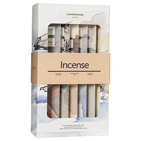 Juniper Ridge All-Natural Campfire Aromatic Incense Gift Set - No Synthetic Fragrance - 2 White Sage, Desert Pinon, Douglas Fir, Sweetgrass & California Juniper - 6-Pack, 20 Sticks Each Cover
