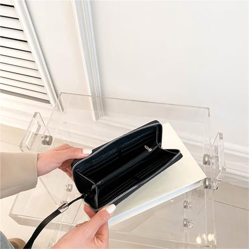 Women PU Leather Handbag Long Wallet Large Capacity Clutch Phone Bag Coin Purse Card Card Holder(Black02)3