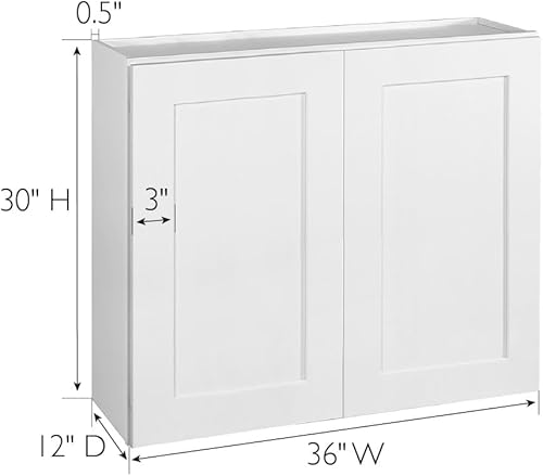 Miniatura 127 de Brookings Shaker - Armario de cocina de pared sin ensamblar W2736, 27 ancho x 12 profundidad x 36 alto, pintado blanco con Sherwin Williams®, madera