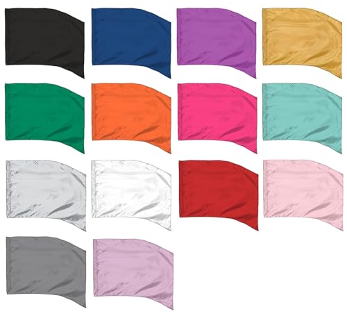 Pink Color Guard Flag, Curved Rectangle Solid Color Flag for Practice, Made of Easy to Clean Polyester Habutai by Cousin's Concert Attire - Image 3