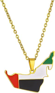 United Arab Emirates Map Flag Pendant Necklace For Women Men Charm Party Stainless Steel UAE Pride Map Jewelry Gift