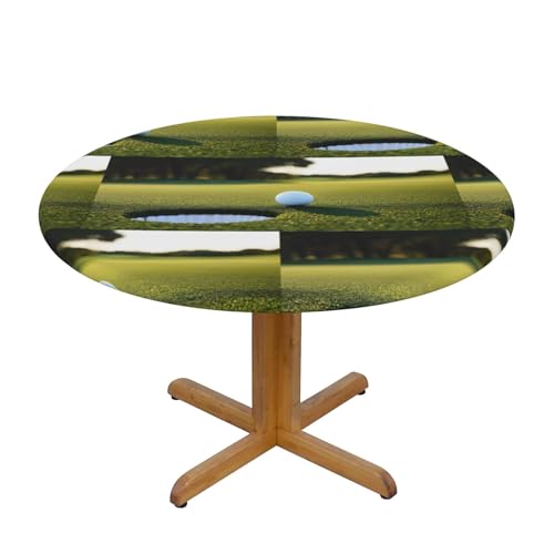 Nappe ronde élastique taille M pour table de 114 à 127 cm en polyester imperméable