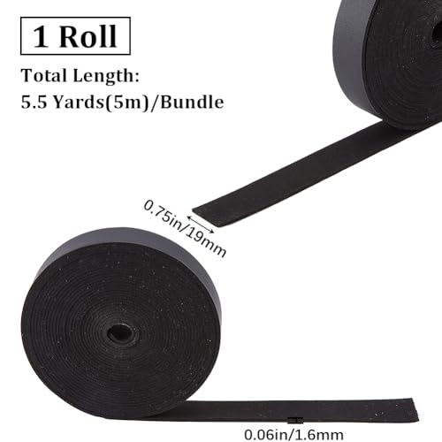 GORGECRAFT 5 Meters Black Leather Strap Strips 19mm Wide Flat Leather Cord Strings 1.6mm Thick Lychee Grain Imitation Leather Threads Ropes for DIY Crafts Guitar Belt Jewelry Making Tooling Workshop - Image 2
