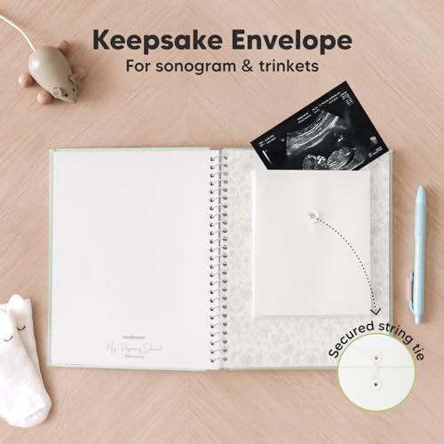 Pregnancy Journal, Pregnancy Announcements - 80 Pages Hard Cover Pregnancy Book For Mom To Be Gift - Pregnancy Gifts For New Moms - First Time Expecting Mom Gift - Baby Album And Memory Book (Sage)