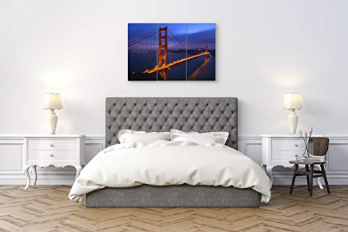 San Francisco Wall Art Decor - 3 Piece Set, Decorative Framed Golden Gate Bridge Canvas Art Multi Panel Split Prints For Living Room, Kitchen, Bedroom, Office & Home Decor Gift #TOP3