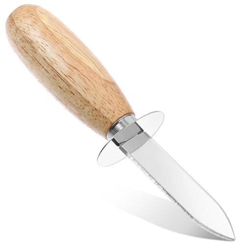 Apausvcm Oyster Shucking Knife, Stainless Steel Oyster Shucker with Wooden Handle Oyster Clam Shucking Opener Seafood Scallops Opener Tool for All Kinds of Shells and Oysters - Image 2