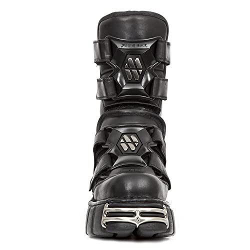New Rock Boots M-422-S1 Unisex Metallic Black Leather Platform Gothic Boots3