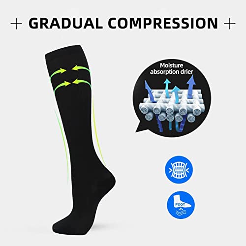 Felwors Women's Stockings Compression Socks 7 Pairs For Women Men Circulation Knee High Sock Is Best Support For (Black, Xxl) #TOP2