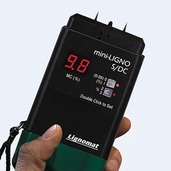 Lignomat Mini-Ligno S/DC Moisture Meter for Long Term Moisture Monitoring for Leaks in Roof, Windows, Wall Boards, Softwood, Hardwood - Detection Tool for In-House Leak Detection w/ 5-3 ft. Loop Cable