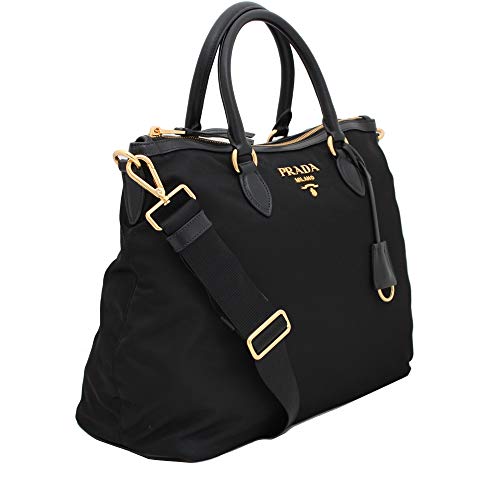 Prada Womens Two Way Black Tessuto Nylon Tote Crossbody Calf Leather Trim 1Bc060 #TOP1