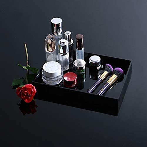 Missionmatch Waterproof Acrylic Vanity Tray, Remote Control Sturdy Valet Tray Organizer, Lucite Nightstand Dresser Or Bathroom Organizer For Change, Coin, Key, Phone, Glasses, (Black-10X10Inch ) #TOP7