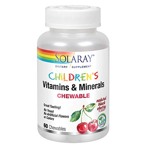 Solaray Childrens Vitamins & Minerals Complete Multivitamin For Kids Great Black Cherry Flavor (076280047974) (60 Chews, 30 Serv) #TOP21