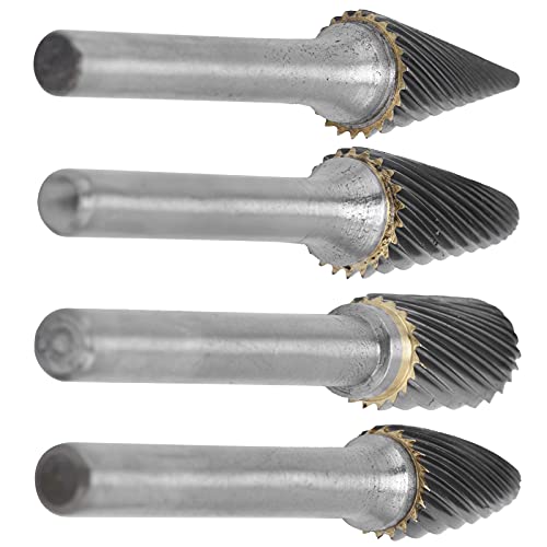 Set de 4 fresas de carburo 12mm doble corte acero tungsteno miniatura 7