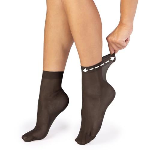 alber's SENSITIVE 20-10er Pack | Feine, Transparente 20 DEN Nylon Damensocken mit Komfort-Bündchen für empfindliche Füße und Beine | Größe 36-41 | Farbe Schwarz