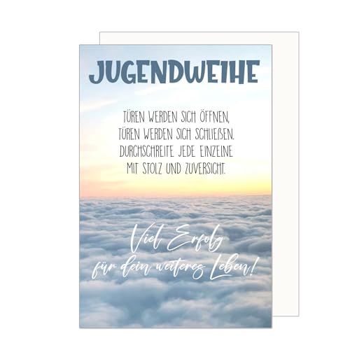 Edition Seidel Premium Glückwunschkarte zur Jugendweihe mit Umschlag. Jugendweihekarte Karte mit Spruch Grusskarte Himmel Wolken Junge Mädchen (JW139 SW024)