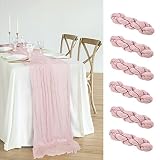 Avitorry 6PCS Baby Pink Cheesecloth Table Runner 10ft Gauze Cheese Cloth Table Runner Cheesecloth Ta